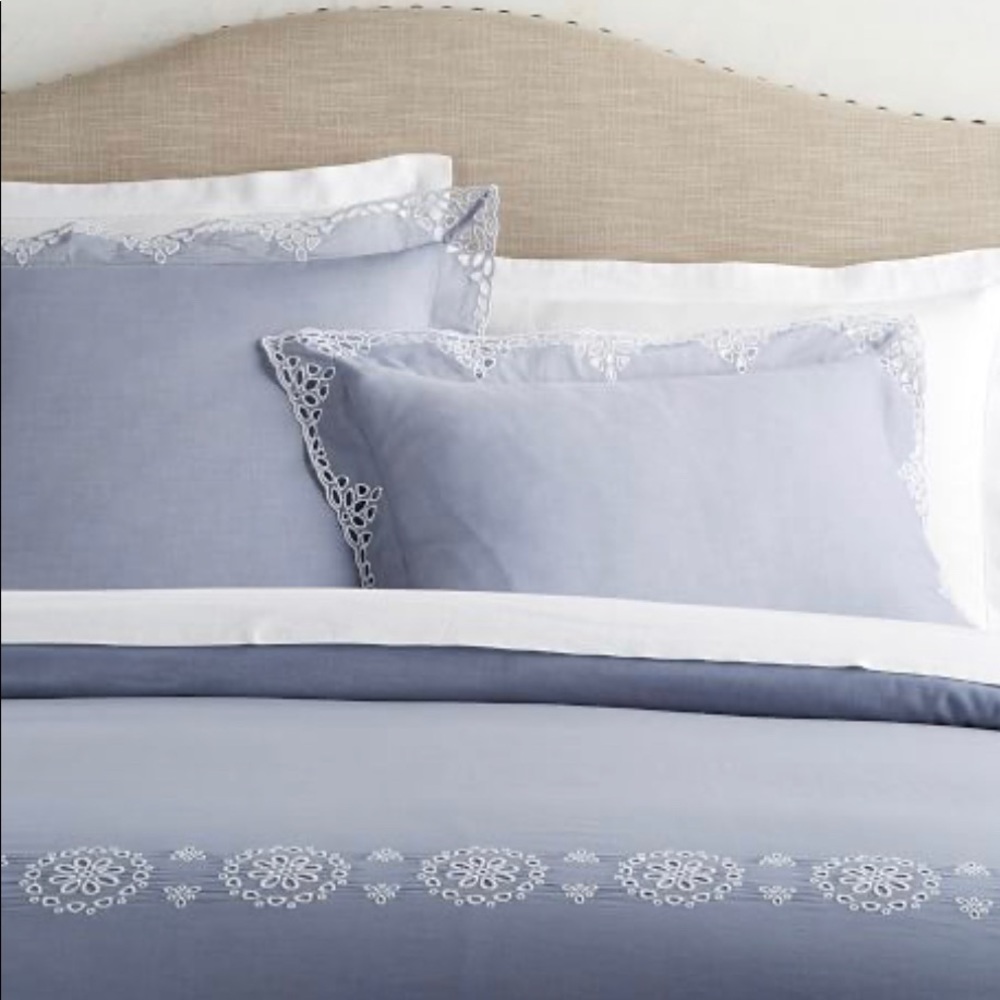 2 pottery barn Stella eyelet euro shams NWT